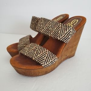Sbicca Jute Double Strap Wedge Sandals sz 39